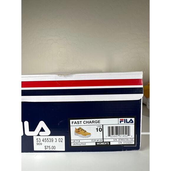 Fila Fast Charge Women's Disruptor Outsole Adjustable Buckle Leather Yellow 10 - Picture 11 of 11